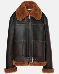 Stella McCartney Lederjacke mit Faux Shearling Schwarz