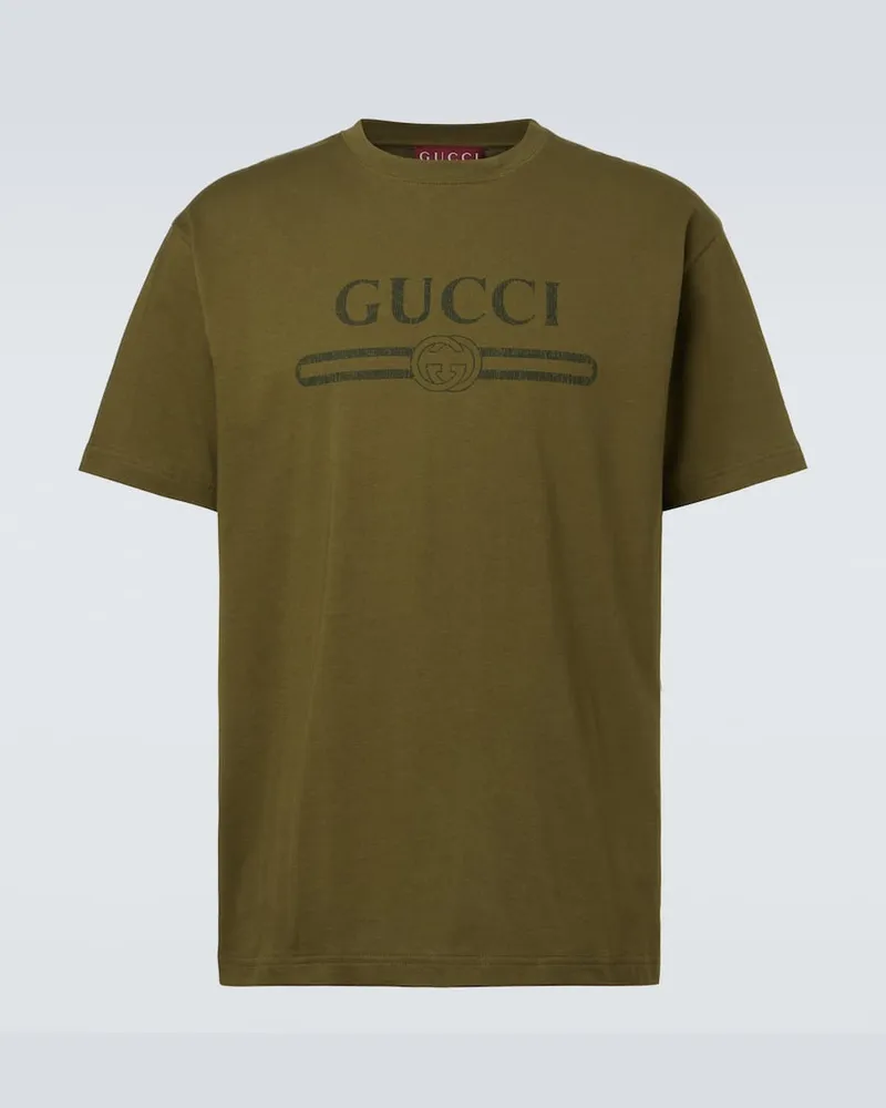 Gucci T-Shirt aus Baumwoll-Jersey Grün