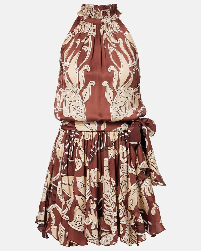 Poupette St Barth Bedrucktes Minikleid Bianca Braun