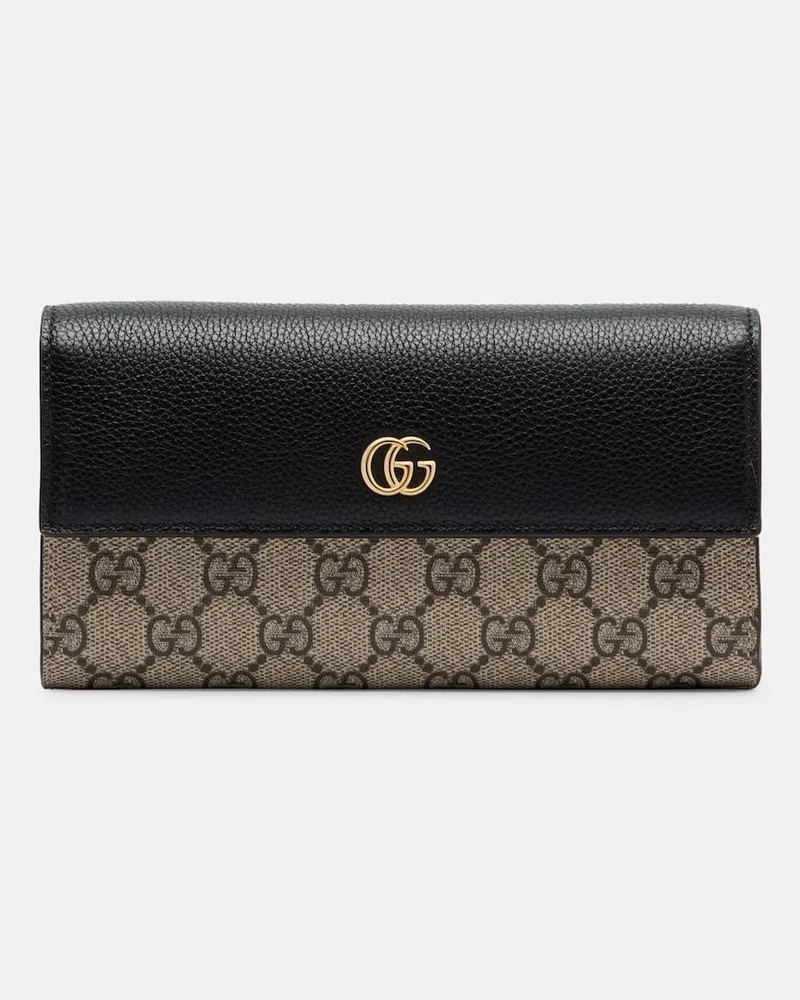 Gucci Portemonnaie mit Kettenriemen GG Marmont aus Leder Schwarz