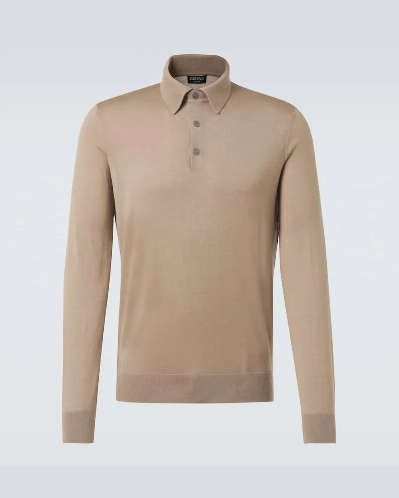 Ermenegildo Zegna Polopullover aus Kaschmir und Seide Beige