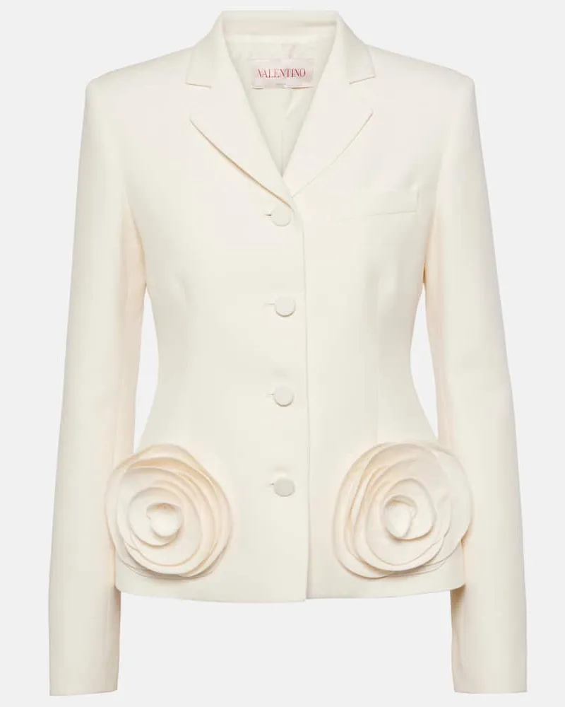Valentino Garavani Verzierter Blazer aus Crepe Couture Weiß