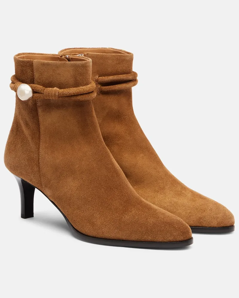 Isabel Marant Ankle Boots Miniky Button aus Veloursleder Braun