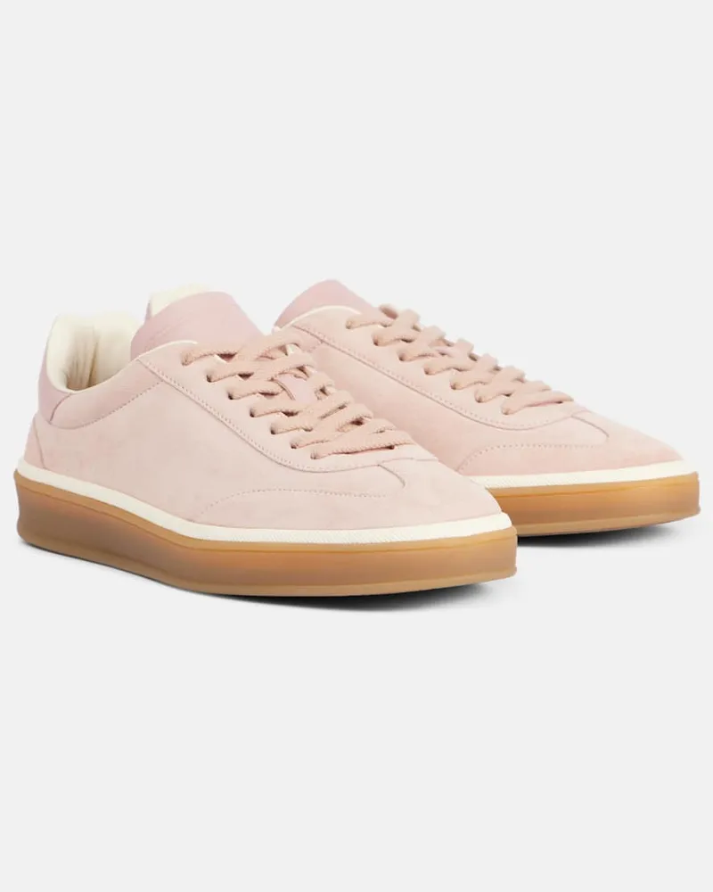 Loro Piana Sneakers Tennis Walk aus Veloursleder Rosa