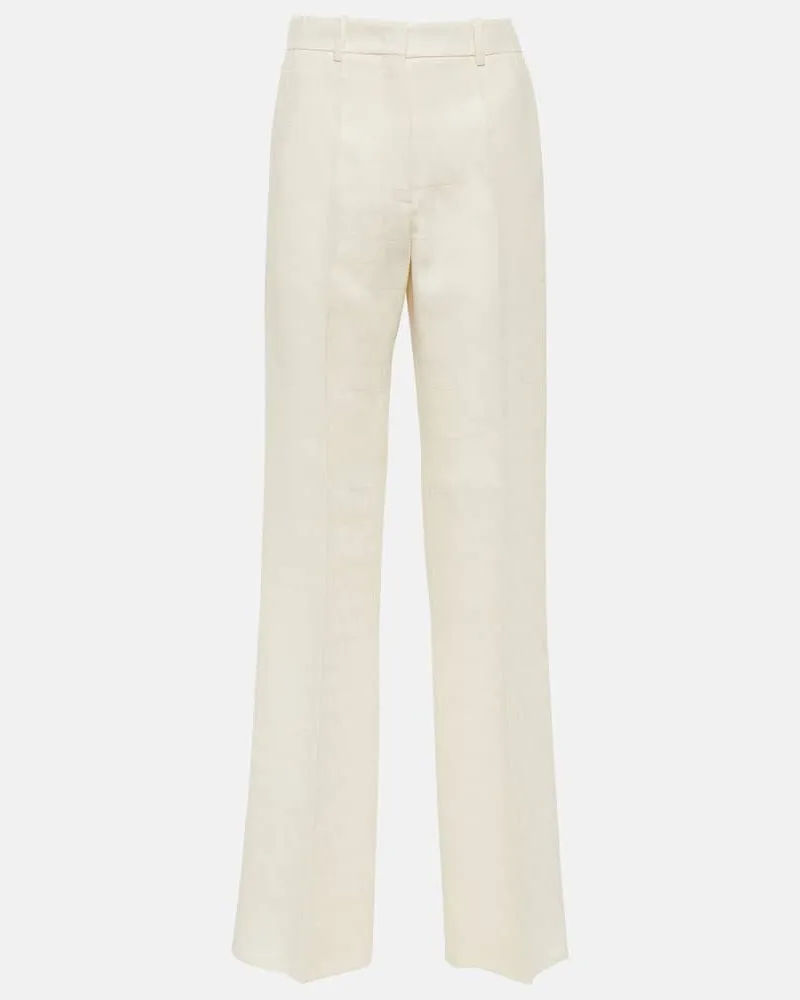 Valentino Garavani Weite High-Rise-Hose aus Wolle und Seide Weiß