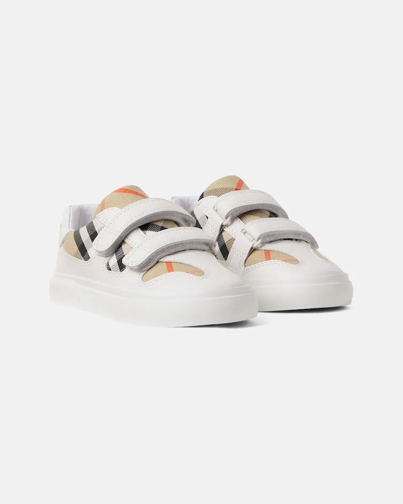 Burberry Karierte Sneakers aus Leder Weiß