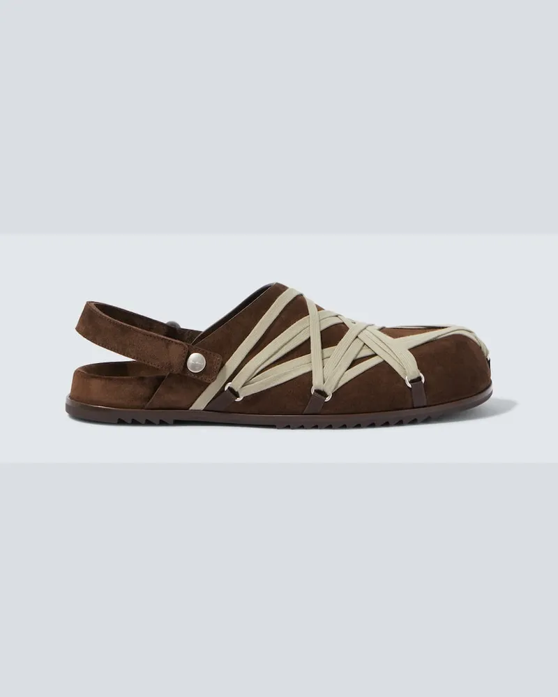 Rick Owens Slippers Megalace aus Veloursleder Braun