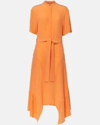 Stella McCartney Midikleid Iconic aus Crepe de Chine aus Seide Orange