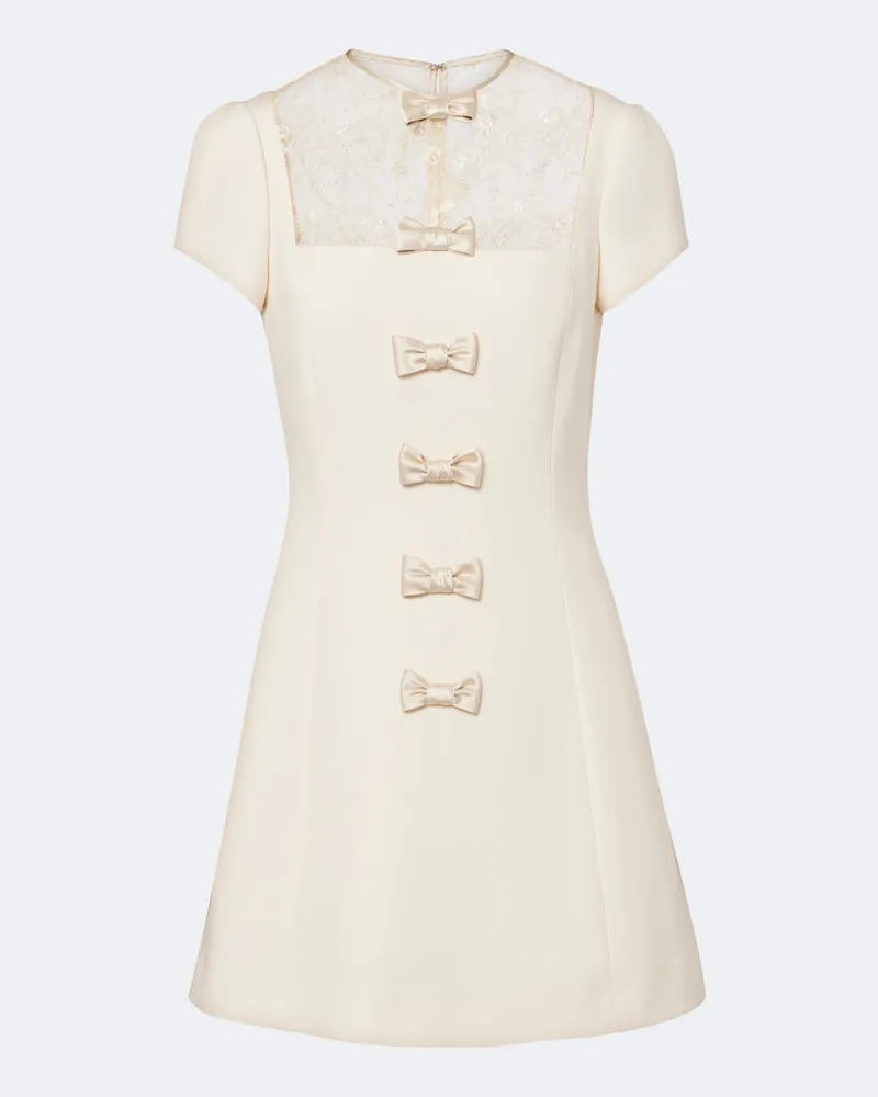 Valentino Garavani Minikleid aus Crepe Couture mit Spitze Weiß