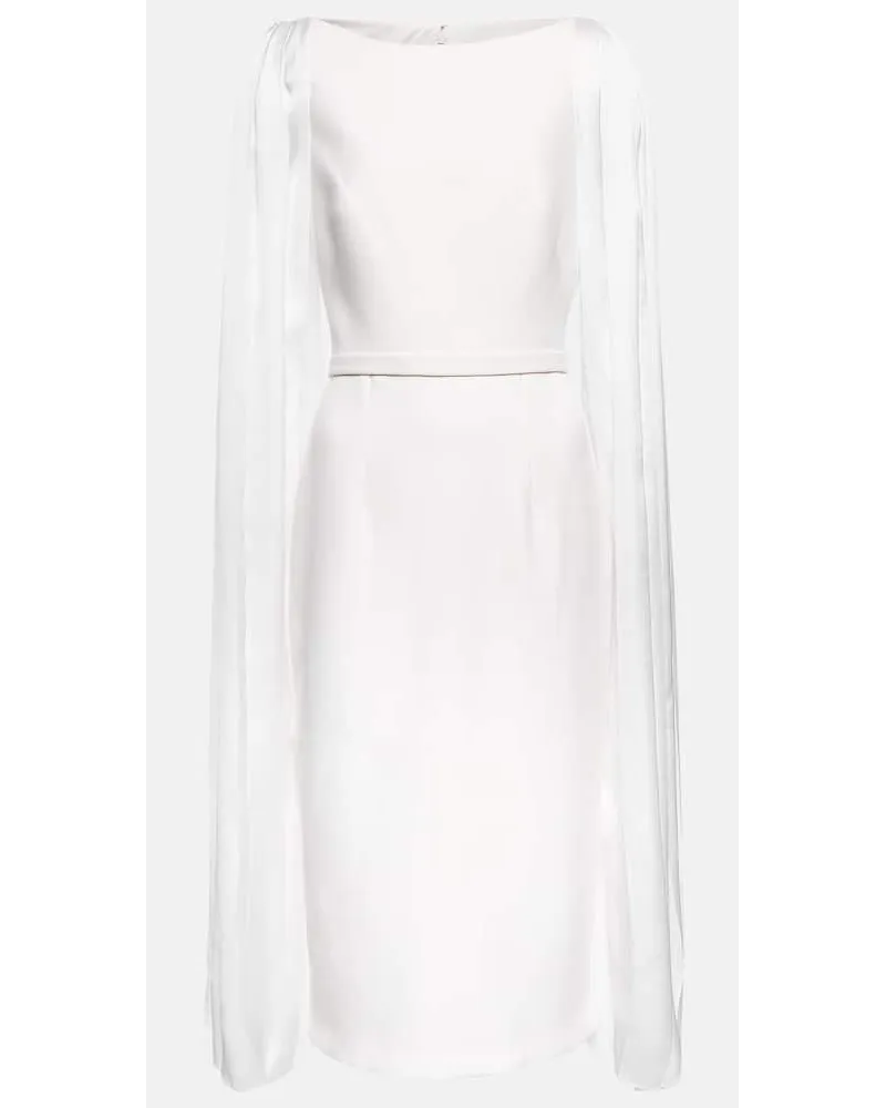 Safiyaa Midikleid Essiah aus Crepe und Satin Weiss