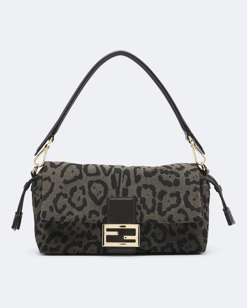 Fendi Schultertasche Baguette® Soft Medium aus Jacquard Braun