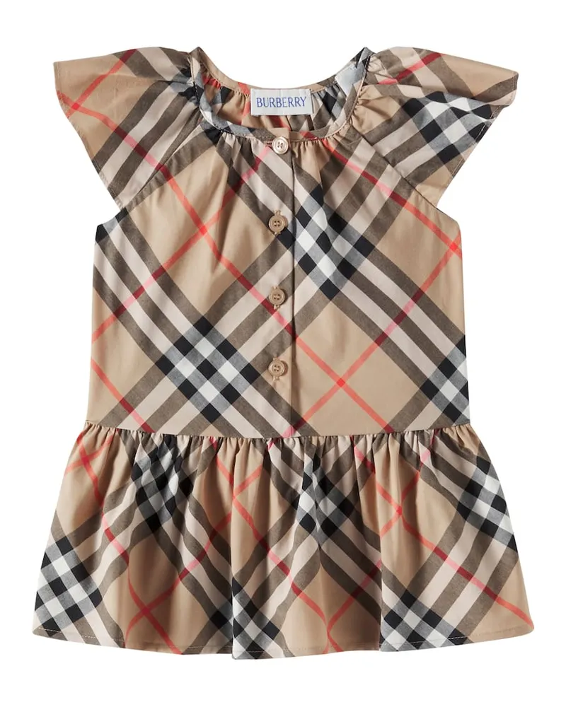 Burberry Baby Kleid Burberry Check aus Baumwolle Beige