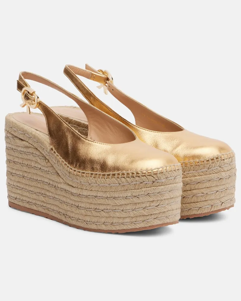 Gianvito Rossi Espadrille-Wedges aus Metallic-Leder Gold