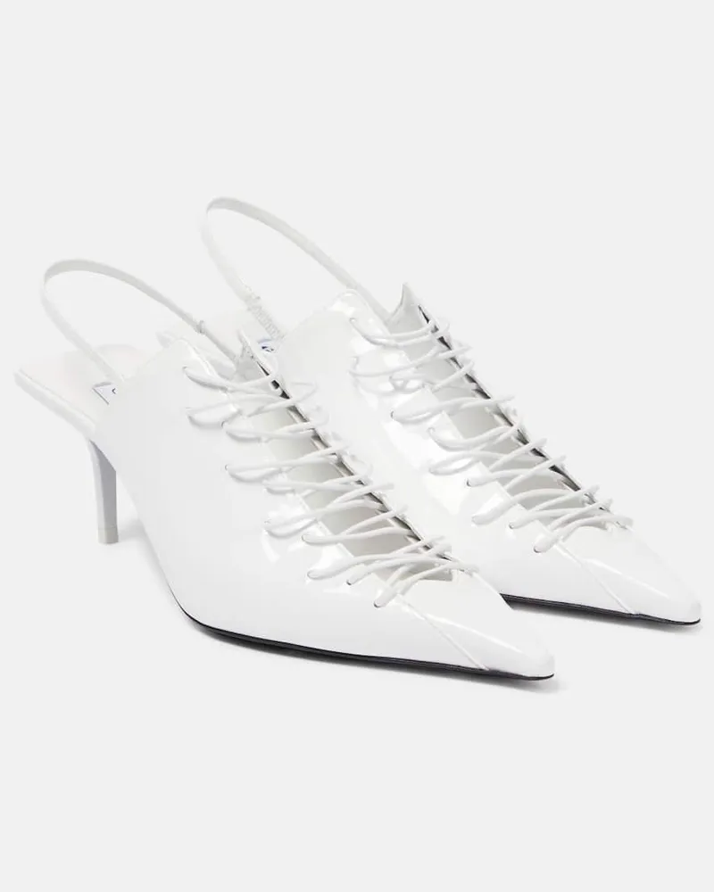 Jimmy Choo X Jean Paul Gaultier Slingback-Pumps Corset aus Leder Weiß