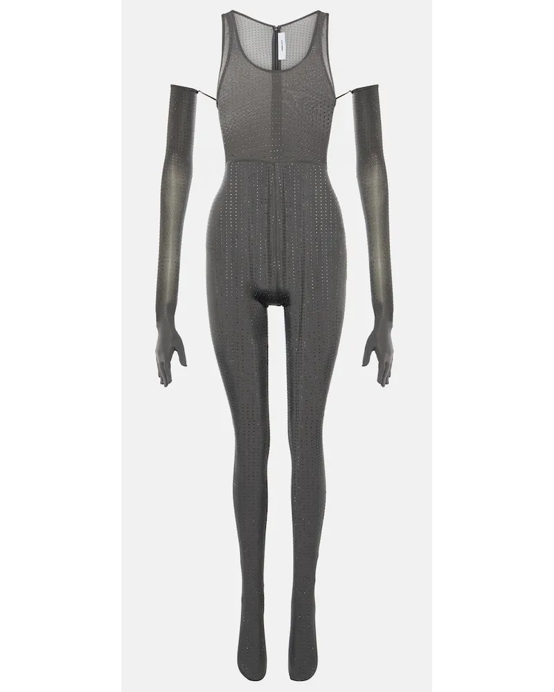 Alex Perry Verzierter Bodysuit aus Jersey Grau