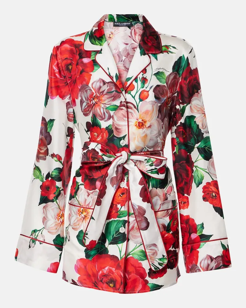 Dolce & Gabbana Hemd aus Seidensatin Multicolor