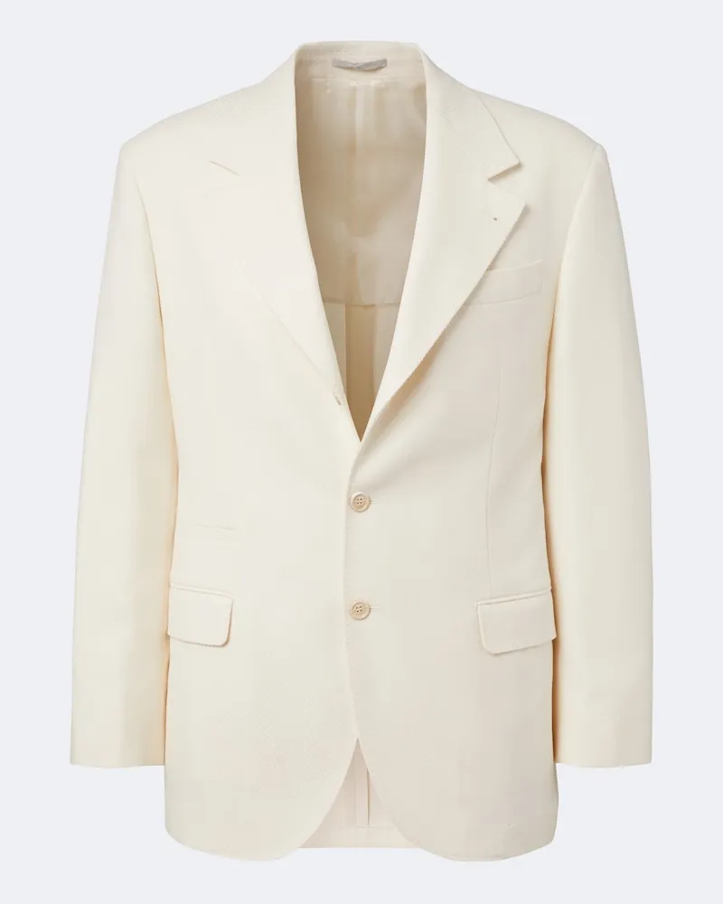 Brunello Cucinelli Fischgrat-Blazer Weiß