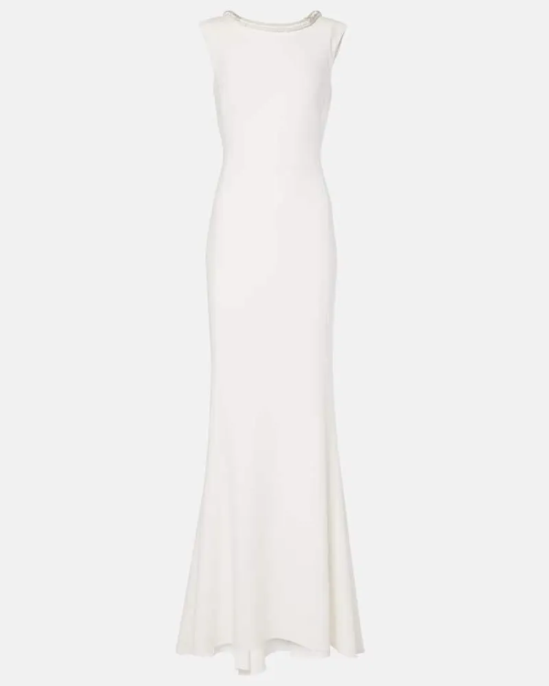 Max Mara Bridal Verzierte Robe Corsica aus Cady Weiß