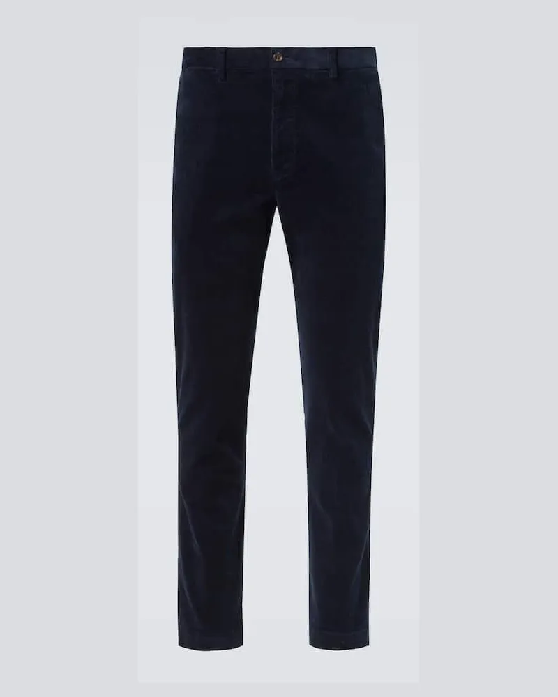 Ralph Lauren Gerade Hose aus Baumwoll-Cord Blau