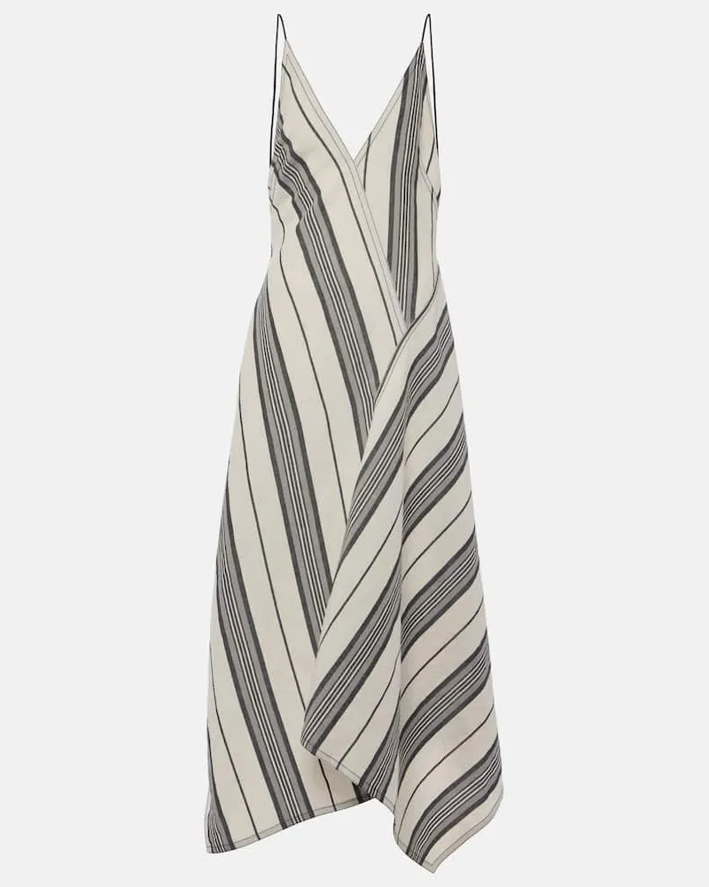 Ferragamo Maxikleid aus Leinen und Baumwolle Neutral