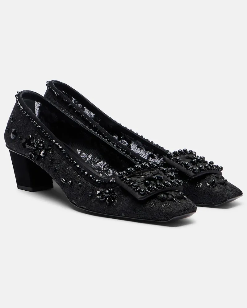 Roger Vivier Verzierte Pumps Belle Vivier aus Spitze Schwarz