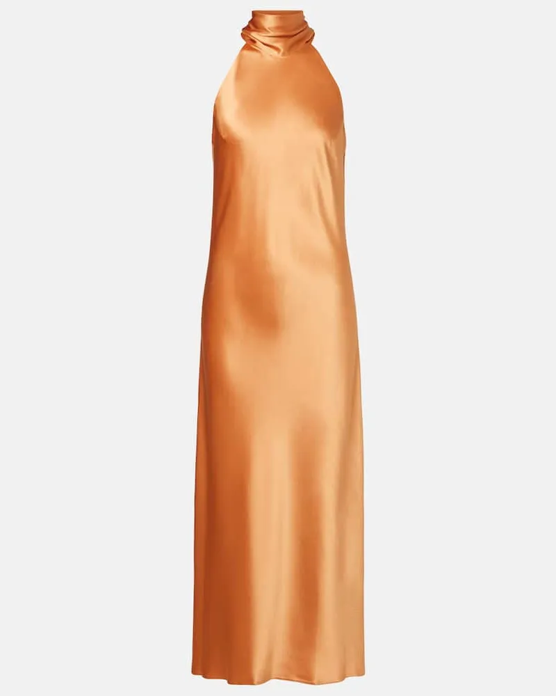 GALVAN Midikleid Sienna aus Satin Orange