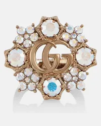 Gucci Ring Double G mit Blumenverzierung Lila