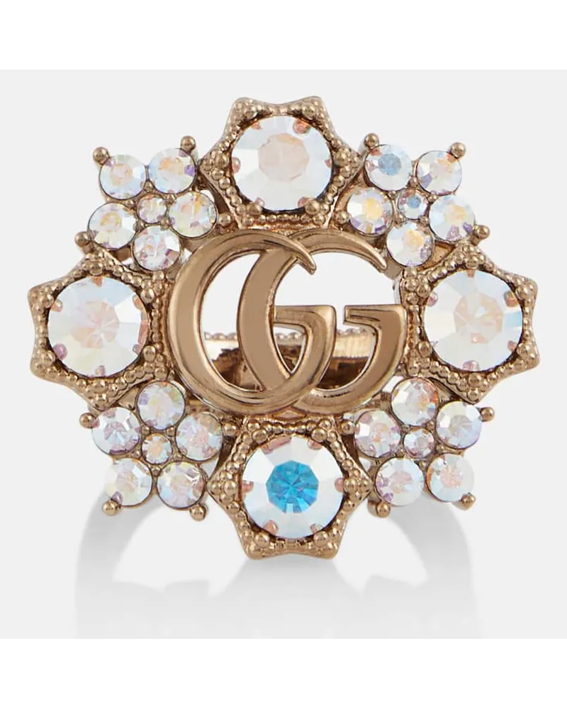 Gucci Ring Double G mit Blumenverzierung Lila