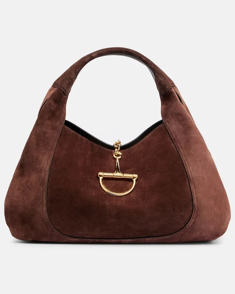 Gucci Schultertasche Gucci Softbit Maxi aus Veloursleder Braun