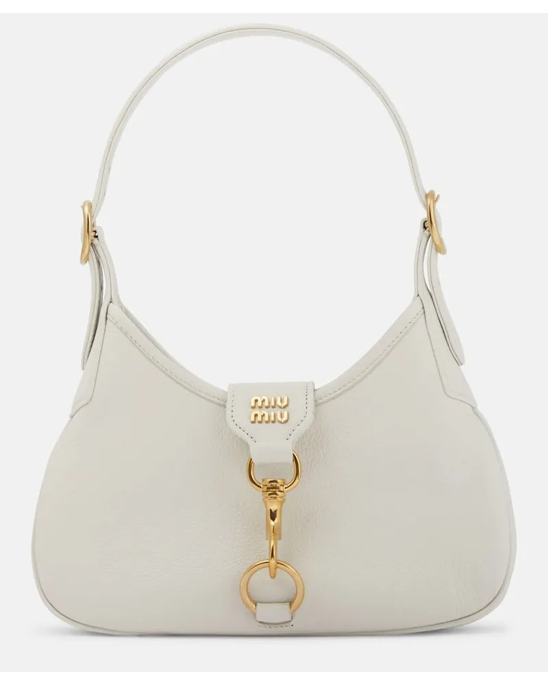 Miu Miu Schultertasche Madras Small aus Leder Weiss