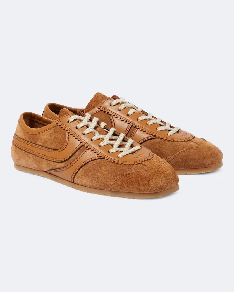 Dries van Noten Sneakers aus Leder und Veloursleder Braun