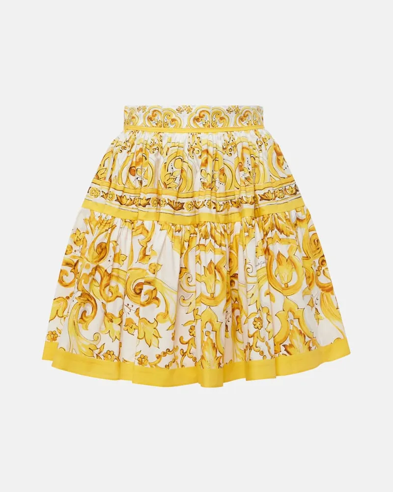Dolce & Gabbana Minirock Majolica aus Baumwolle Gelb