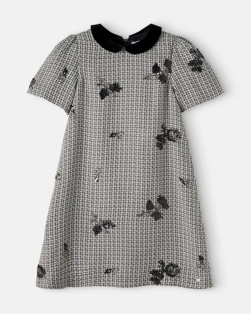Tartine et Chocolat Besticktes Kleid aus Tweed Schwarz