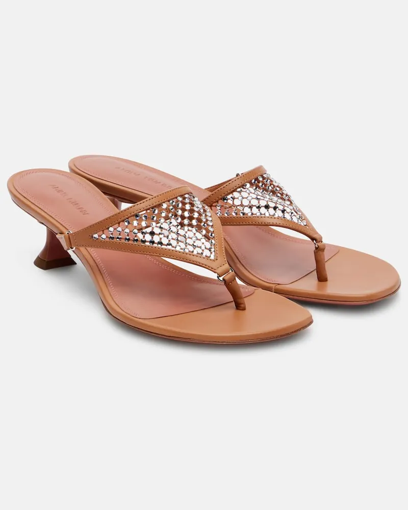 Amina Muaddi Sandalen Cameron 45 mit Kristallen Braun