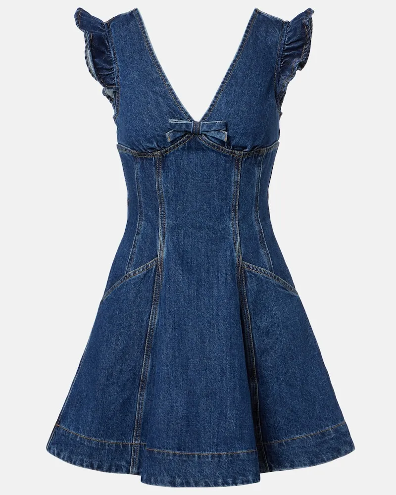 Self-Portrait Minikleid aus Denim Blau