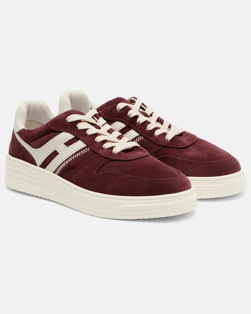 Hogan Sneakers H630 aus Veloursleder Burgunderrot