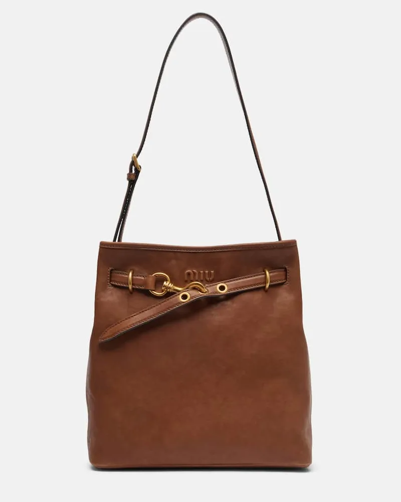 Miu Miu Bucket Bag Aventure aus Leder Braun