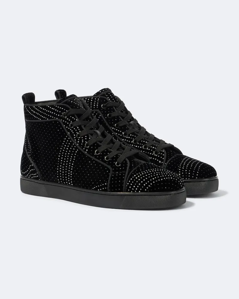 Christian Louboutin Verzierte High-Top Sneakers Louis aus Veloursleder Schwarz