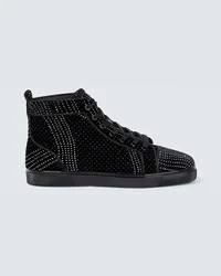 Christian Louboutin Verzierte High-Top Sneakers Louis aus Veloursleder Schwarz