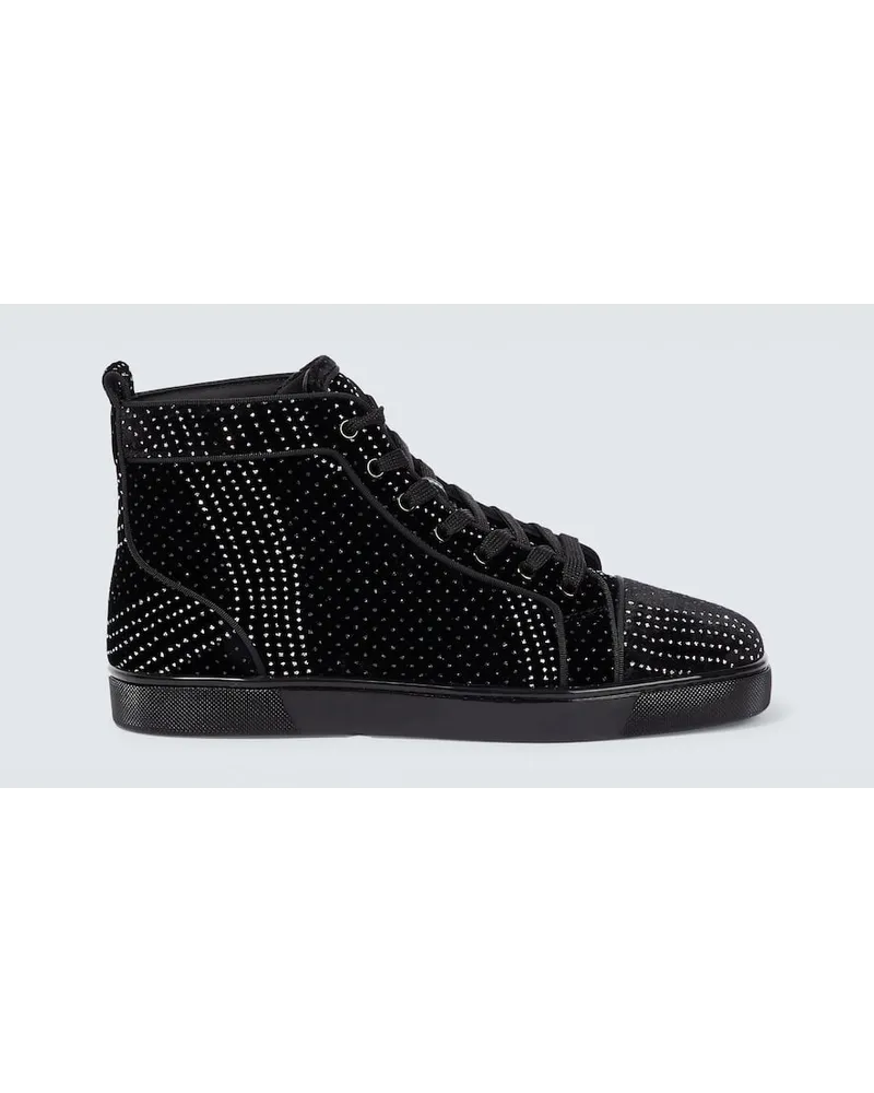 Christian Louboutin Verzierte High-Top Sneakers Louis aus Veloursleder Schwarz