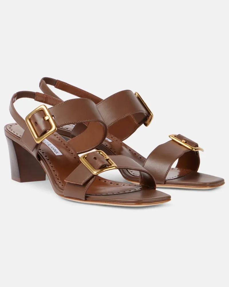 Manolo Blahnik Sandalen Thalitsli 50 aus Leder Braun