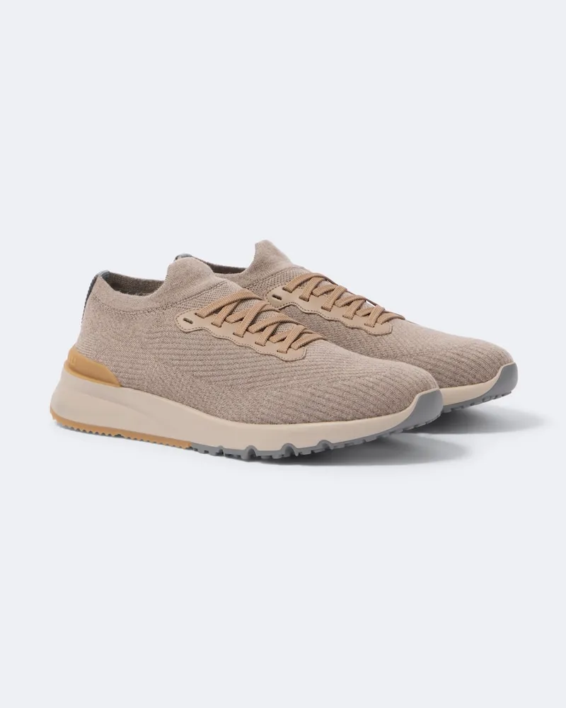 Brunello Cucinelli Sneakers aus Strick Grau