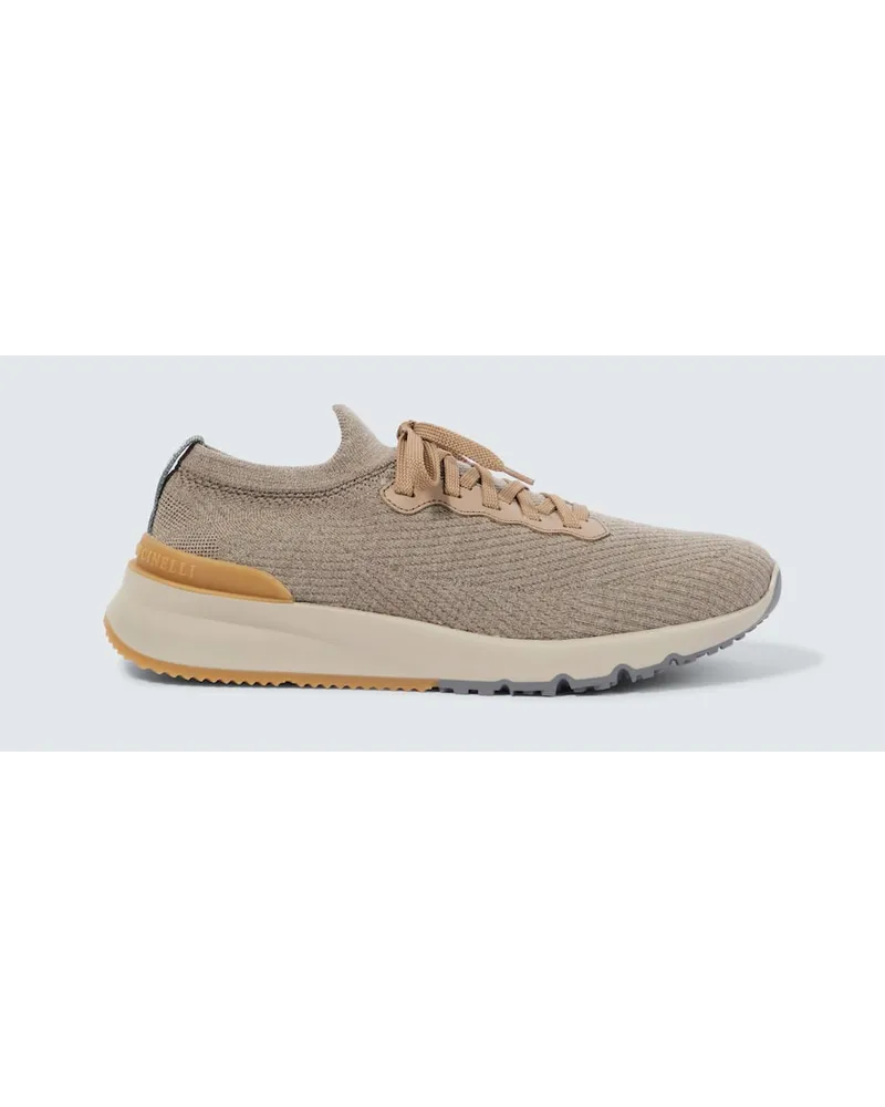 Brunello Cucinelli Sneakers aus Strick Grau