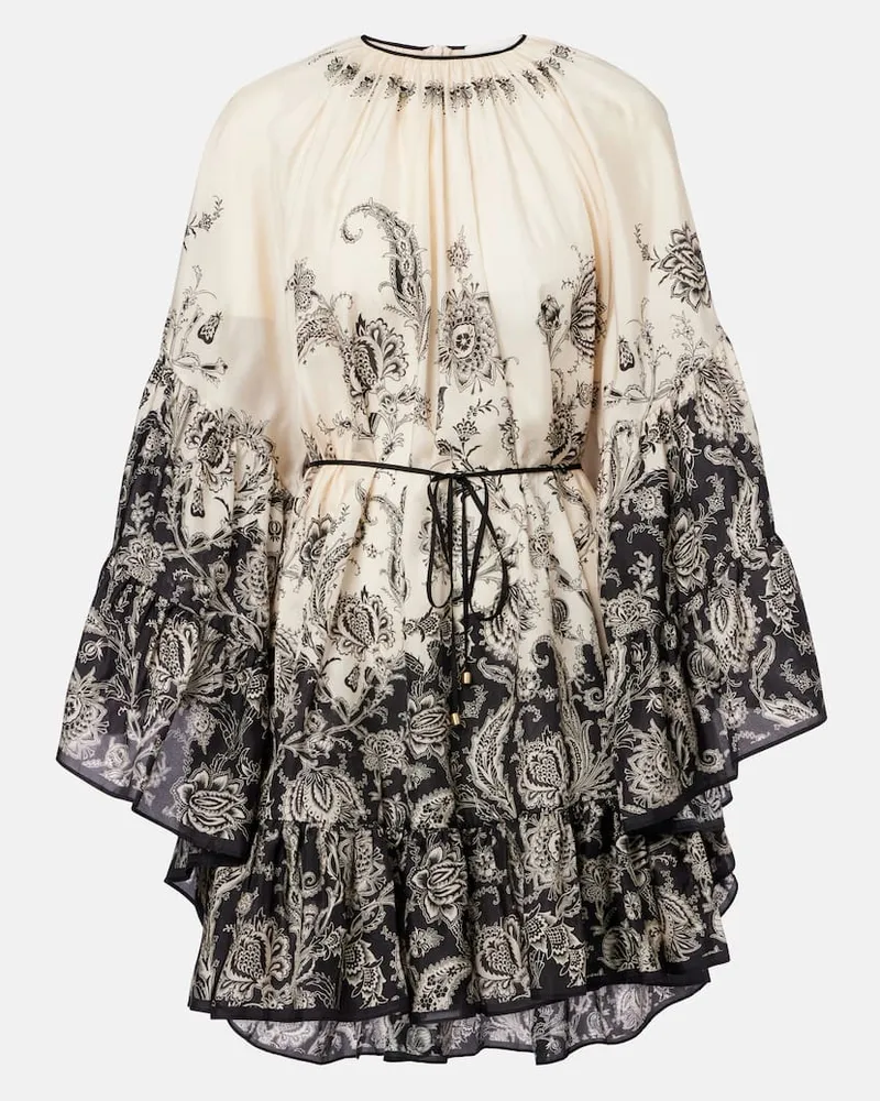 Zimmermann Minikleid Rhiannon aus Seide Weiß
