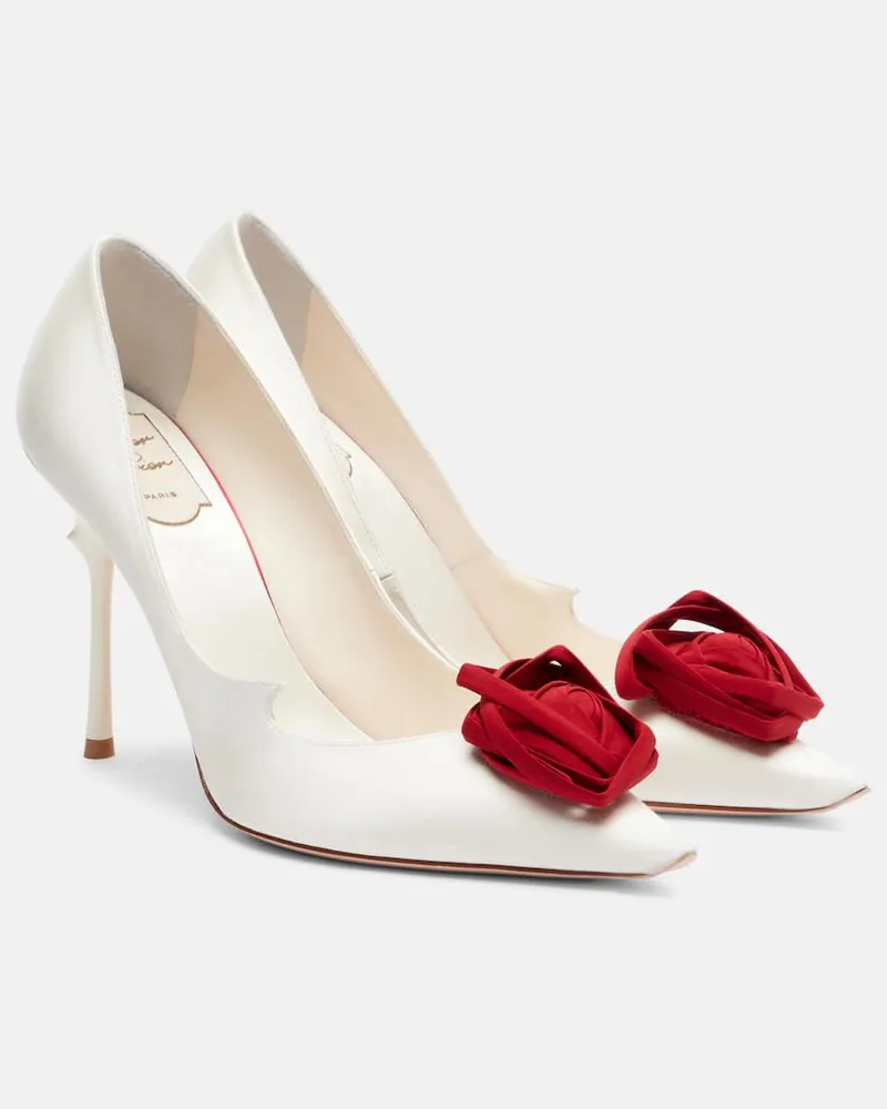 Roger Vivier Pumps Epine Rose 100 aus Satin Weiß