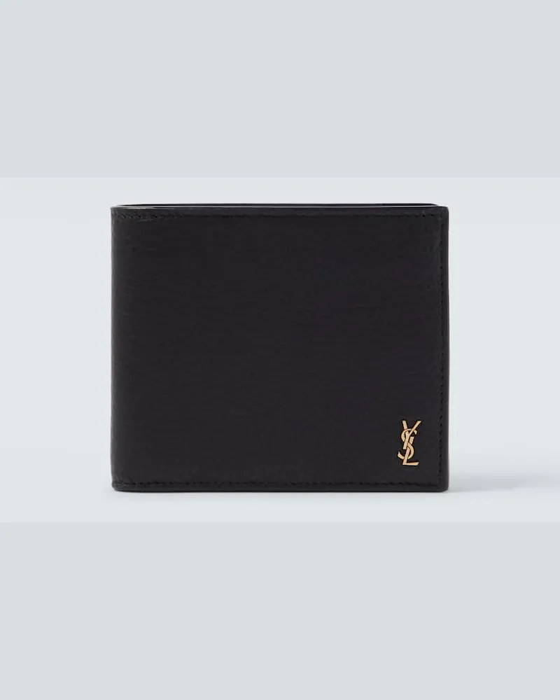 Saint Laurent Portemonnaie Tiny Cassandre East/West aus Leder Blau