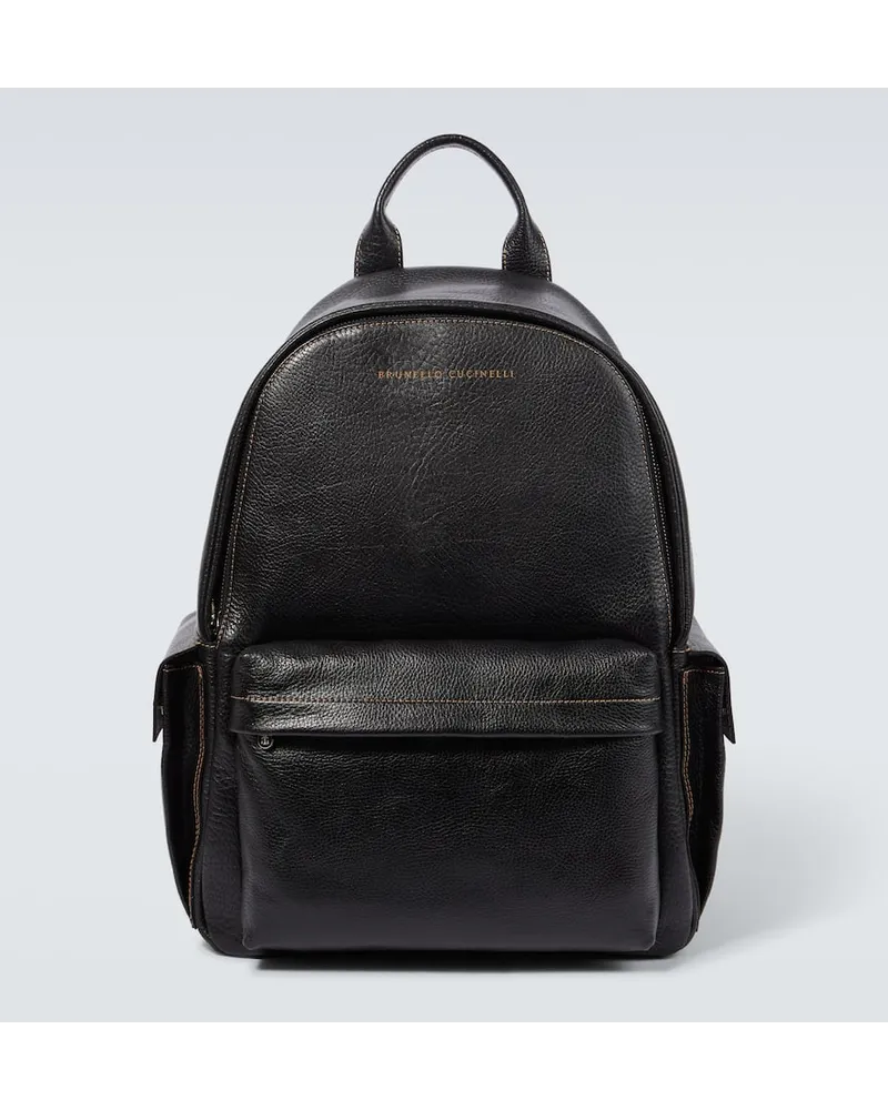 Brunello Cucinelli Rucksack aus Leder Schwarz