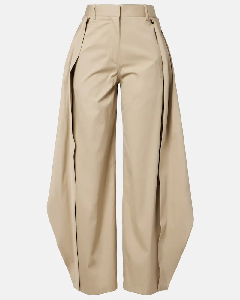Loewe Weite Hose aus Baumwolle und Seide Beige
