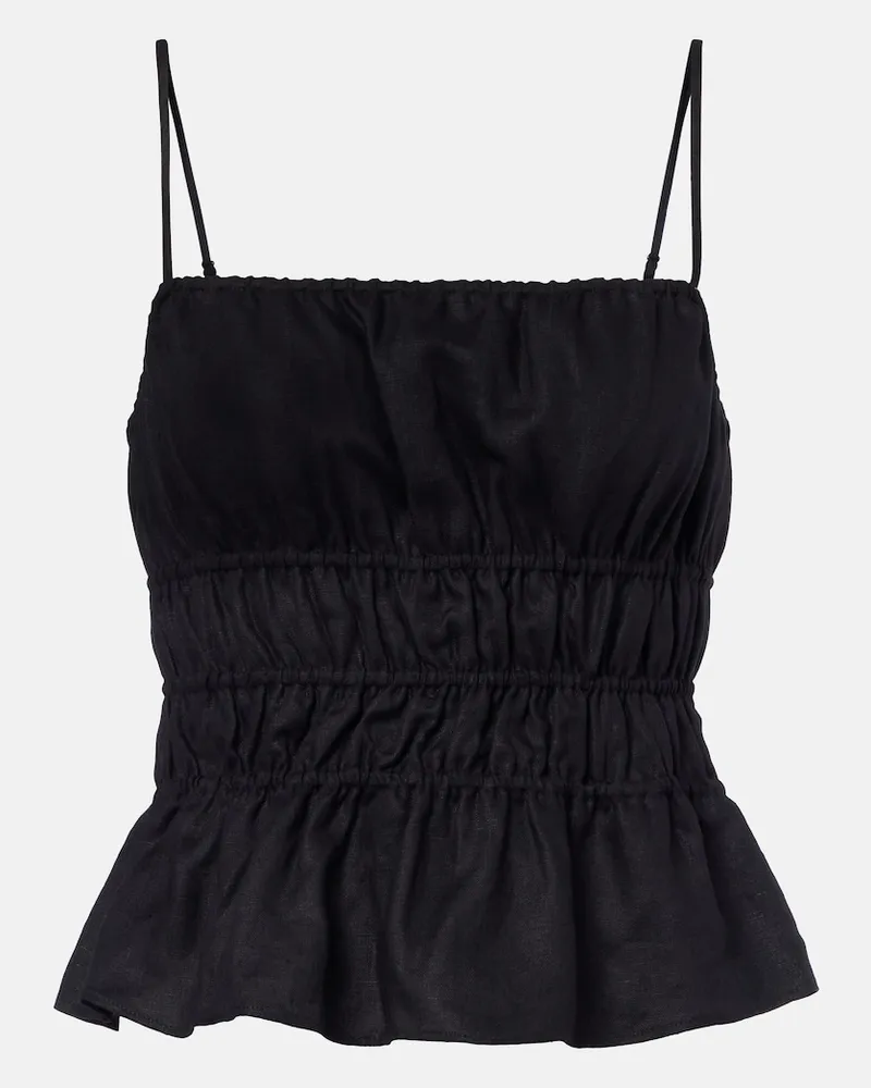 STAUD Cropped-Top Ayla aus Leinen Schwarz