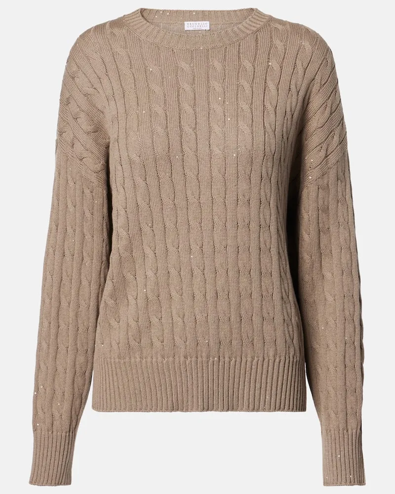 Brunello Cucinelli Pullover aus einem Baumwollgemisch Braun